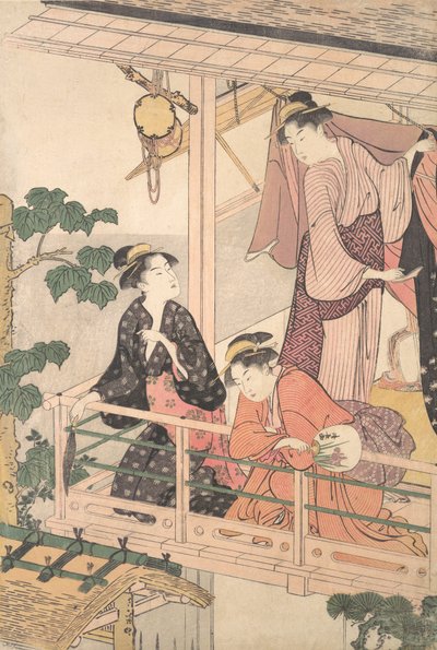 Balkonda Üç Kadın, yak. 1786. by Torii Kiyonaga