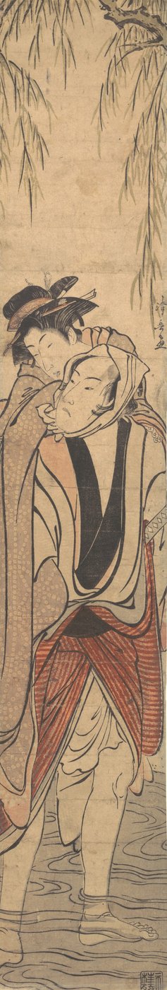 Bir Nehri Geçen İki Aşık, 18. Yüzyılın Sonları. by Torii Kiyonaga