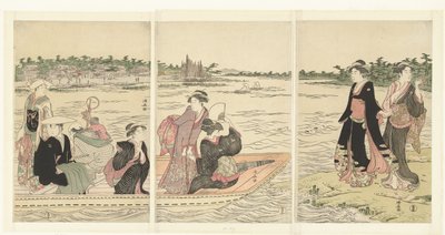 Sumida Nehri üzerinde Feribot by Torii Kiyonaga