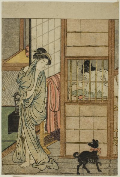 Banyodan Sonra Kadın, "Çekici Güzelliklerin Karşılaştırılması (Irokurabe enpu sugata)" kitabından by Torii Kiyonaga