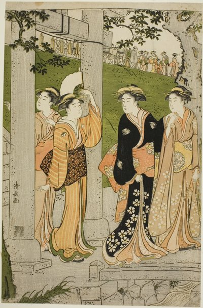 Mimeguri Tapınağını Ziyaret Eden Kadınlar by Torii Kiyonaga