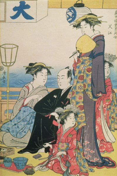 Eşcinsel Mahallelerinin Kadınları, bir diptikin sağ paneli (renkli tahta baskı) (ayrıca bkz. 114571) by Torii Kiyonaga