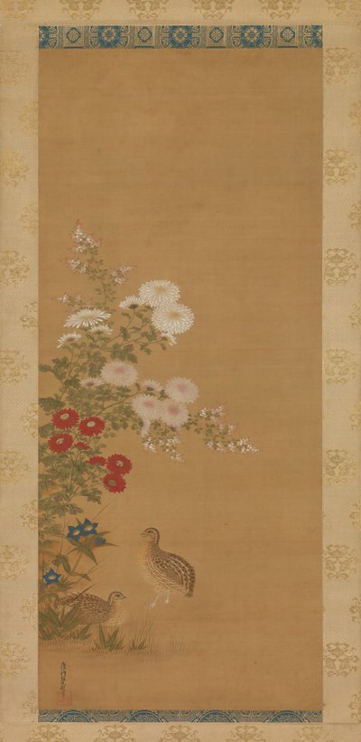 Bıldırcın ve Güz Çiçekleri, 17. yüzyıl sonu. by Tosa Mitsuoki