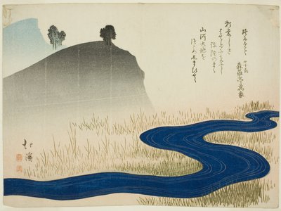 Dere ile Dağlık Bir Manzara by Totoya Hokkei