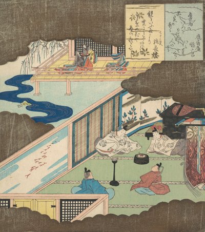 Soyluların Sohbet Ettiği Bir Sarayın İçi, ca. 1820. by Totoya Hokkei