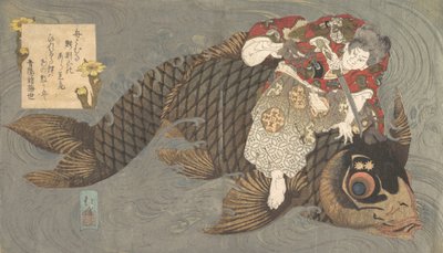 Sazan üzerinde Shiei. by Totoya Hokkei