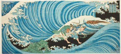 Nagato Eyaletindeki Deniz Yosunu Toplama Ritüeli (Nagato mekari no shinji), "İllerdeki Ünlü Yerler (Shokoku meisho)" serisinden by Totoya Hokkei