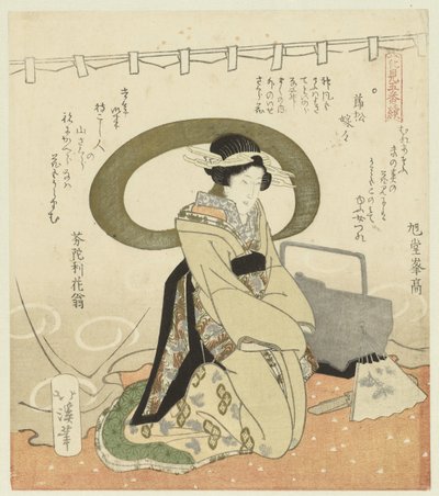 Kadın piknik setinde Beş Parçalı Çiçeklere hayran olmak hakkında (dizi başlığı) Hanami gobantsuzuki (nesne üzerinde seri başlığı) by Totoya Hokkei
