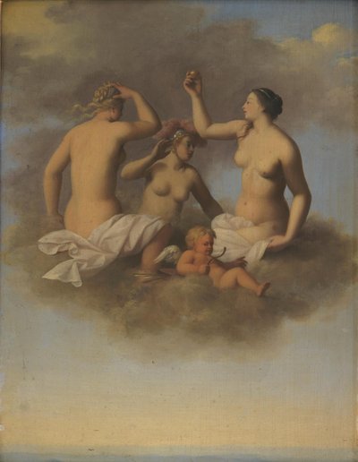 Cupid ile Juno, Minerva ve Venüs by Toussaint Gelton