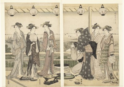 yaz sahnesi Natsu kei (nesne üzerindeki başlık) Güneydeki Dört Mevsim (dizi başlığı) Minami shiki (nesne üzerinde seri başlığı) by Toyokuni (II) , Utagawa