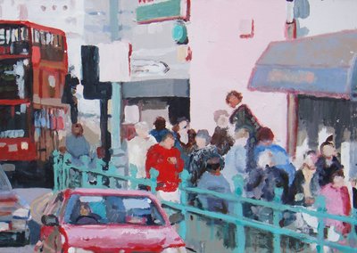 Kalabalık kaldırım, 2007 (tuval üzerine yağlıboya) by Trevor Burgess