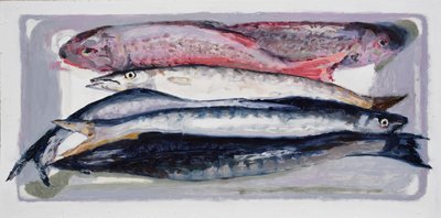 Balık sandığı 3 (Billingsgate, Londra), 2016 (tahta üzerine yağlıboya) by Trevor Burgess