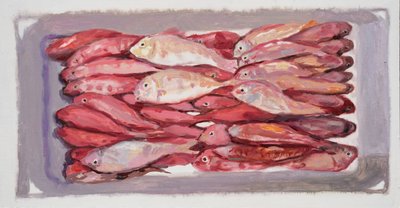 Balık sandığı 4 (Billingsgate, Londra), 2016 (tahta üzerine yağlıboya) by Trevor Burgess