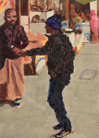 El Sıkışma, 2018 (tahta üzerine yağlıboya) by Trevor Burgess