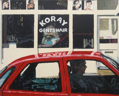 Koray Gents Hair, 2003 (tahta üzerine yağlıboya) by Trevor Burgess