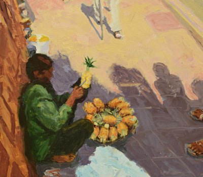 Ananas Üçlemesi 3 (Mumbai), 2018 (tahta üzerine yağlıboya) by Trevor Burgess