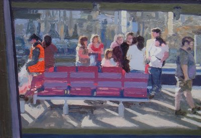 Tren penceresinden görüldüğü gibi, 2010 (tahta üzerine yağlıboya) by Trevor Burgess
