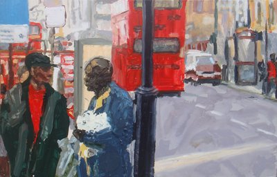 Sokak sohbeti, 2008 (tahta üzerine yağlıboya) by Trevor Burgess