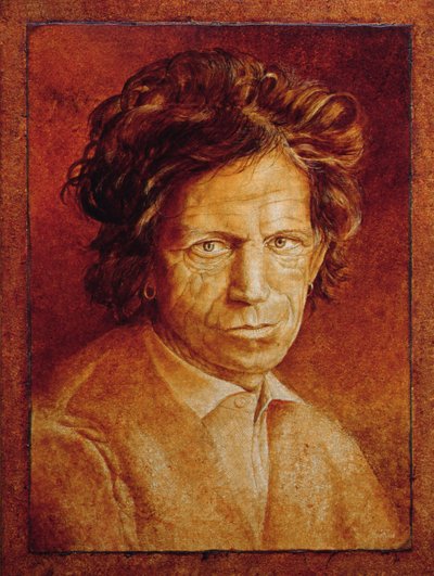 Keith Richards (d.1943) (gemiye serilmiş tuval üzerine çatlak gesso üzerine yağlı sırlar) by Trevor Neal