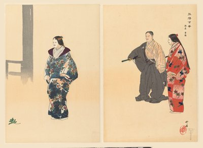 Noh tiyatrosunun oyuncuları Tomonaga oynuyor Tomonaga (nesne üzerindeki başlık) Yüz Noh oyna (dizi başlığı) Nogaku hyakuban (nesne üzerinde seri başlığı) by Tsukioka Kogyo