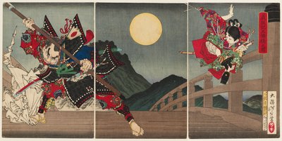 Yoshitsune ve Benkei Gojo Köprüsü'nde by Tsukioka Yoshitoshi