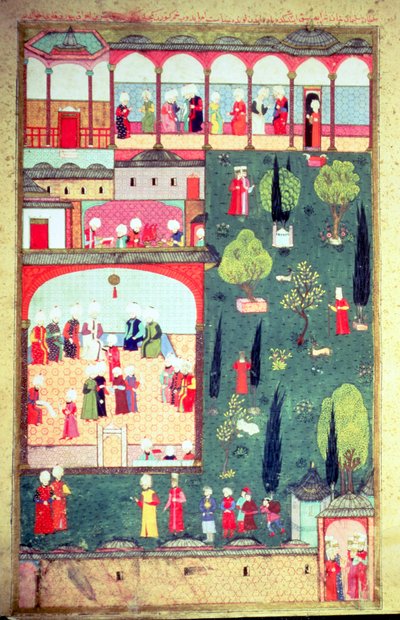 H 1524 f.242r Council of ministers at Topkapi Palace, from the 