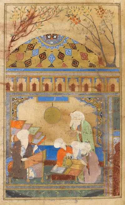 Nasıreddin'in Meraga'daki rasathanesi. Nasıreddin Tusi (ö.1274) ve rasathaneyi kuran dört kişi. by Turkish School