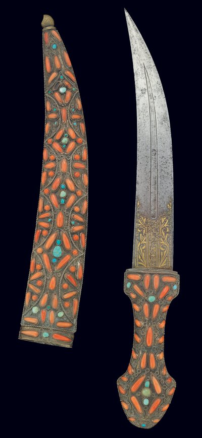 Osmanlı hançeri, 18. yüzyılın ilk yarısı (altın şam, mercan ve turkuaz) by Turkish School