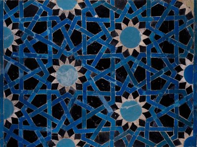 Konya, Türkiye, Selçuklu Medeniyeti'nden geometrik motiflerle süslenmiş fayans pano by Turkish School