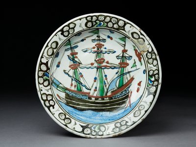 Sıraltı bezemeli taş hamurlu tabak, İznik, c.1620-30 (seramik) by Turkish School