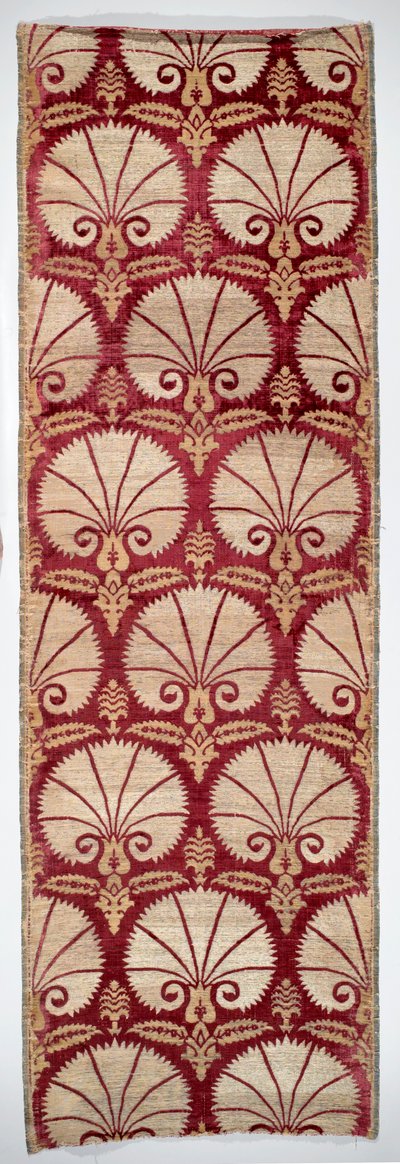 Karanfil desenli tekstil panel (kadife, ipek ve metal sarılı ipek) by Turkish School