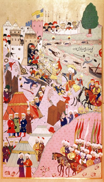 'Hünername'den 'Fatih' Sultan Mehmet'in (1432-1481) Belgrad'a Taarruzu (Hazine Hanım. 1524) by Turkish School