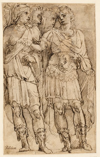 Bir Romalı general ve üç asker by Ubekendt