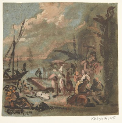 Sahildeki figür sahnesi by Ubekendt