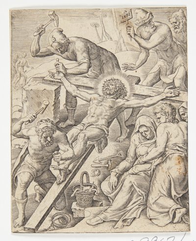İsa çarmıha gerildi by Ubekendt efter Dirck Volckertsz. Coornhert efter Maarten van Heemskerck