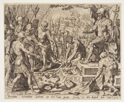 Gideon ganimetlerden pay alıyor by Ubekendt efter Maarten van Heemskerck