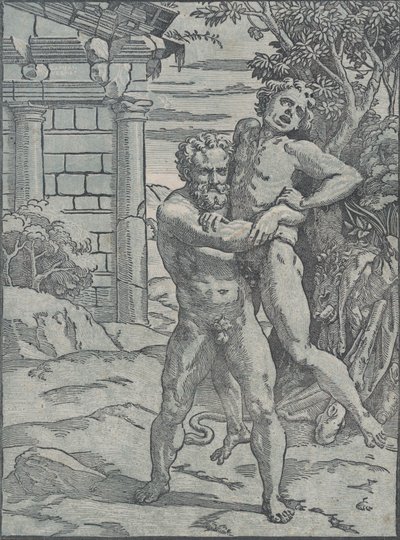Herkül ve Antaeus, M.Ö. 1517-18. by Ugo da Carpi