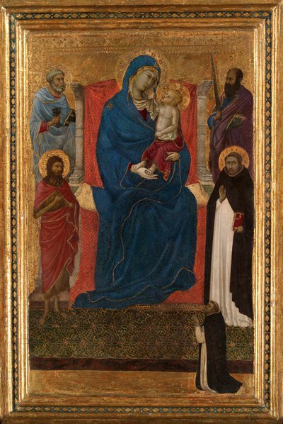Bakire ve Çocuk, Aziz Peter, Paul, Vaftizci Yahya ve Dominic ve Dominikli ile Enthroned ... by Ugolino da Siena