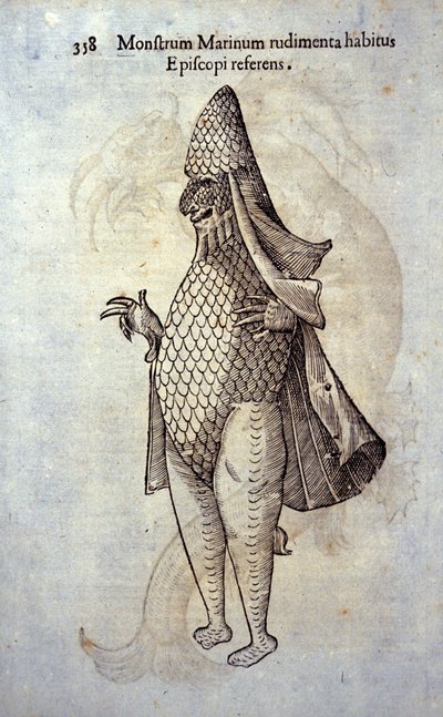 Deniz arifesi, hayali balık ve deniz canavarı, Ulisse Aldrovandi (1522-1605), “Canavarların Tarihi”, Bologna 1642 by Ulisse Aldrovandi