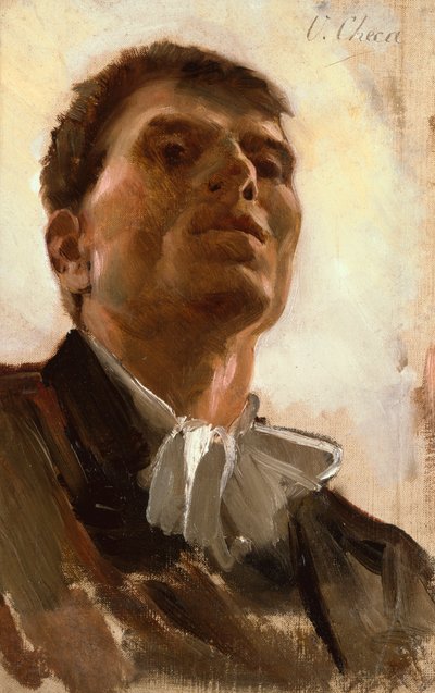 Genç bir adamın başı (tuval üzerine yağlı boya) by Ulpiano Checa y Sanz