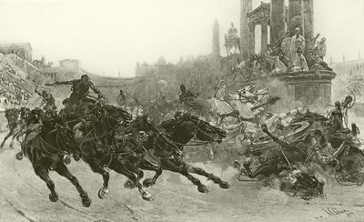 Trajan yönetiminde Roma - Bir araba yarışı (gravür) by Ulpiano Checa y Sanz