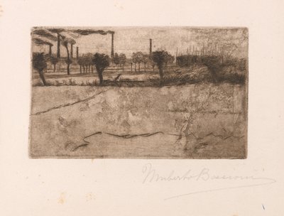 Endüstriyel Tesislerle Peyzaj by Umberto Boccioni