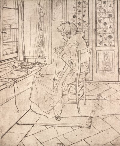 Sanatçının Annesi Tığ İşi, 1907. by Umberto Boccioni