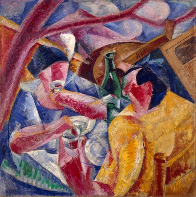 Pergola altı, Umberto Boccioni (1882-1916) tarafından yapılan Napoli Tablosu 1914. Tuval üzerine yağlı boya ve kolaj. karartmak 83x83 cm Milano, Novecento Müzesi by Umberto Boccioni