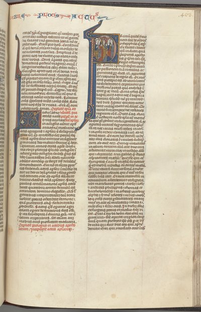74. Fol. 463r, Acts, tarihselleştirilmiş ilk P, The Ascension, c. 1275-1300. by Unbekannt
