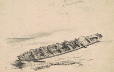 Sahilde Bir Uzun Tekne, 19. yüzyıl. by Unbekannt