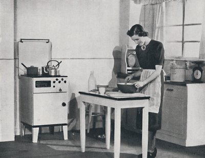 Bir gazlı ocakla donatılmış bir İngiliz mutfağı, 1942. by Unbekannt