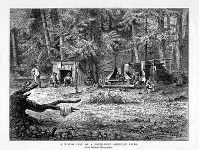 Kuzey-Batı Amerika Nehrinde Bir Maden Kampı, 1877 by Unbekannt
