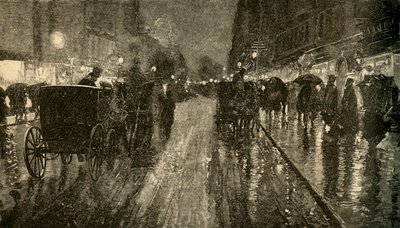 Yağmurlu Bir Gece. - Elektrikle aydınlatılan sokak, 1882. by Unbekannt