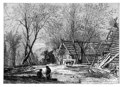 Volga kıyısında bir Rus köyü, c1890 by Unbekannt